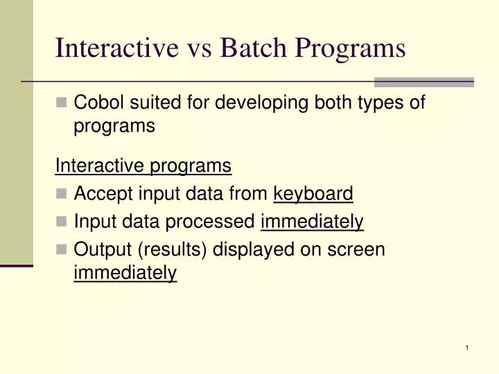 interactive vs batch programs