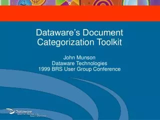 Dataware’s Document Categorization Toolkit