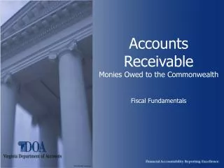 Accounts Receivable Monies Owed to the Commonwealth Fiscal Fundamentals
