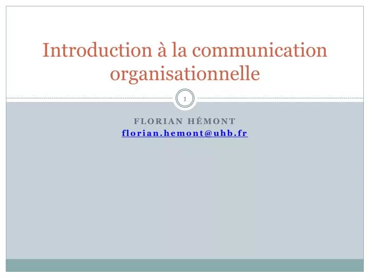 introduction la communication organisationnelle