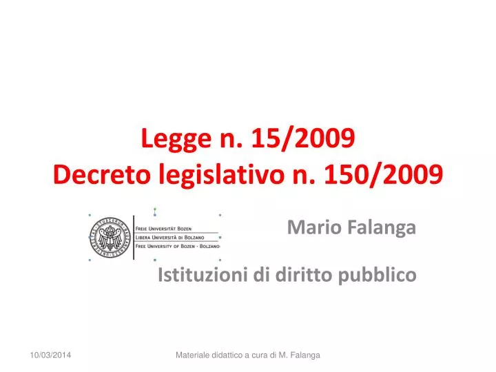 legge n 15 2009 decreto legislativo n 150 2009