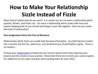 How to Make Your Relationship Sizzle Instead of Fizzle