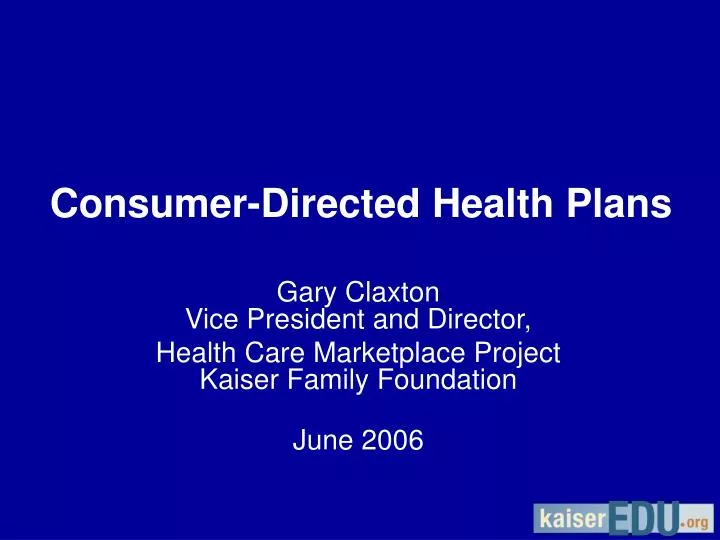 consumer directed health plans