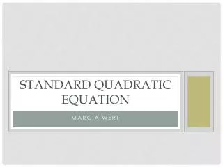 Standard Quadratic Equation