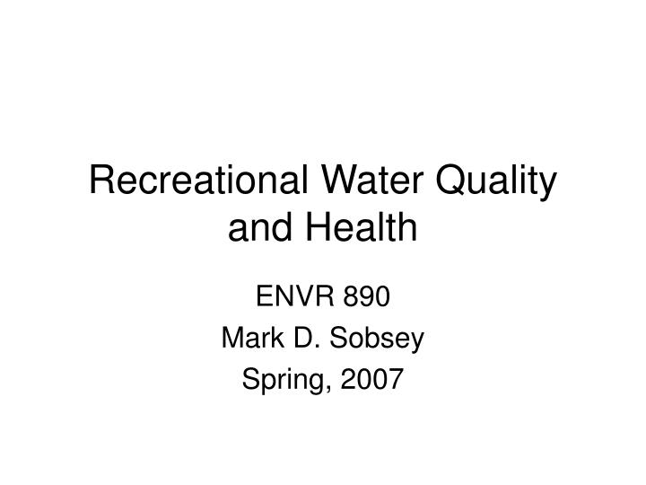 recreational water quality and health