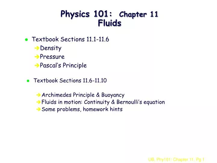 physics 101 chapter 11 fluids