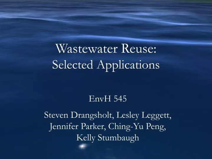 wastewater reuse selected applications