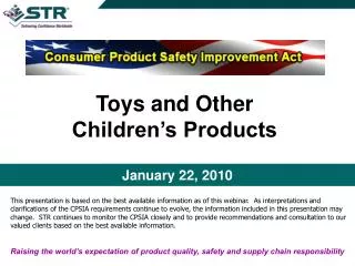 Raising the world’s expectation of product quality, safety and supply chain responsibility
