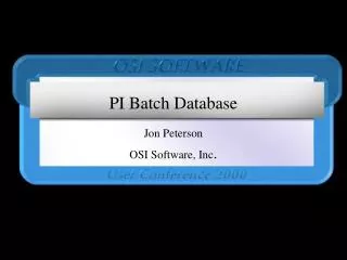 PI Batch Database