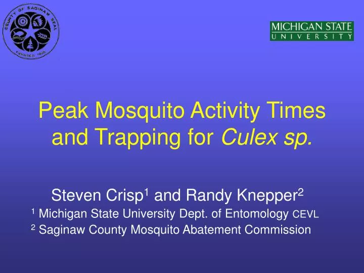 peak mosquito activity times and trapping for culex sp