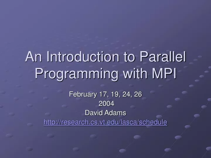 an introduction to parallel programming with mpi