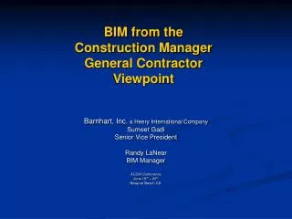 BIM from the Construction Manager General Contractor Viewpoint