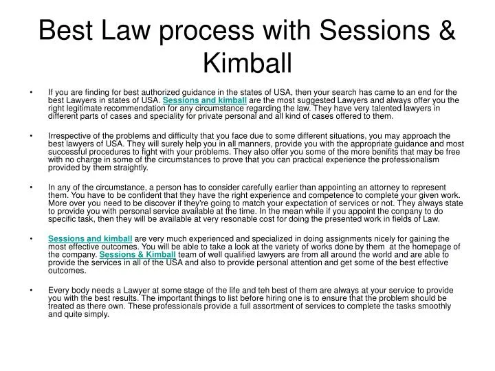 best law process with sessions kimball