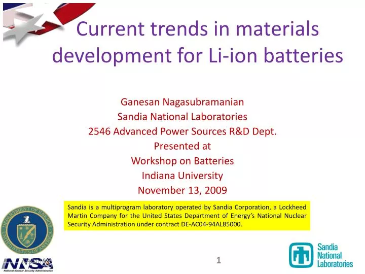 current trends in materials development for li ion batteries