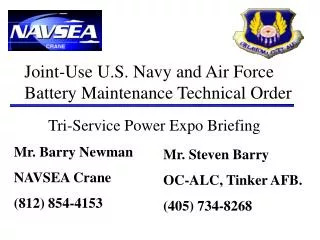 Joint-Use U.S. Navy and Air Force Battery Maintenance Technical Order