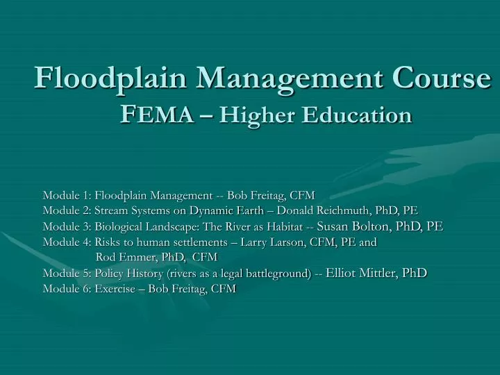 floodplain management course f ema higher education