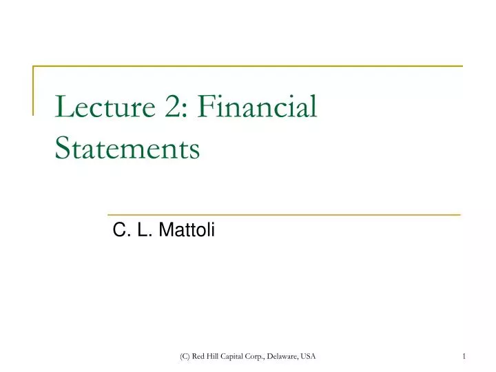 lecture 2 financial statements
