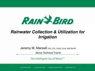 Rainwater Collection &amp; Utilization for Irrigation
