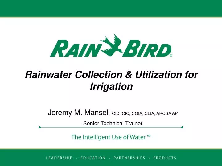 rainwater collection utilization for irrigation