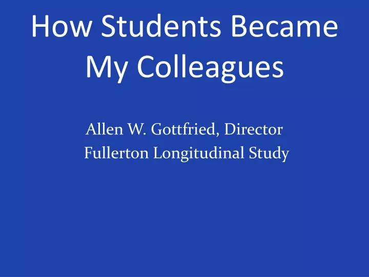 how students became my colleagues