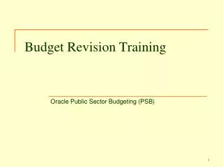 Budget Revision Training