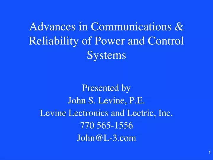 advances in communications reliability of power and control systems