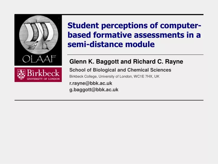 student perceptions of computer based formative assessments in a semi distance module