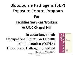 Bloodborne Pathogens (BBP) Exposure Control Program