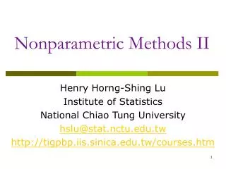 Nonparametric Methods II