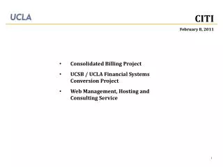 Consolidated Billing Project UCSB / UCLA Financial Systems Conversion Project Web Management, Hosting and Consulting Se