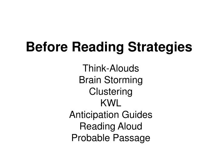 before reading strategies
