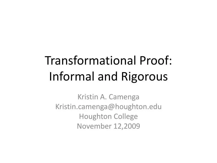 transformational proof informal and rigorous