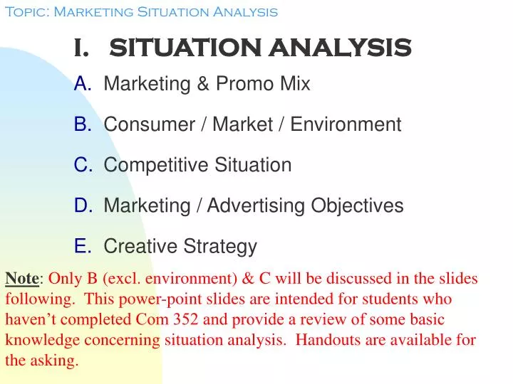 i situation analysis