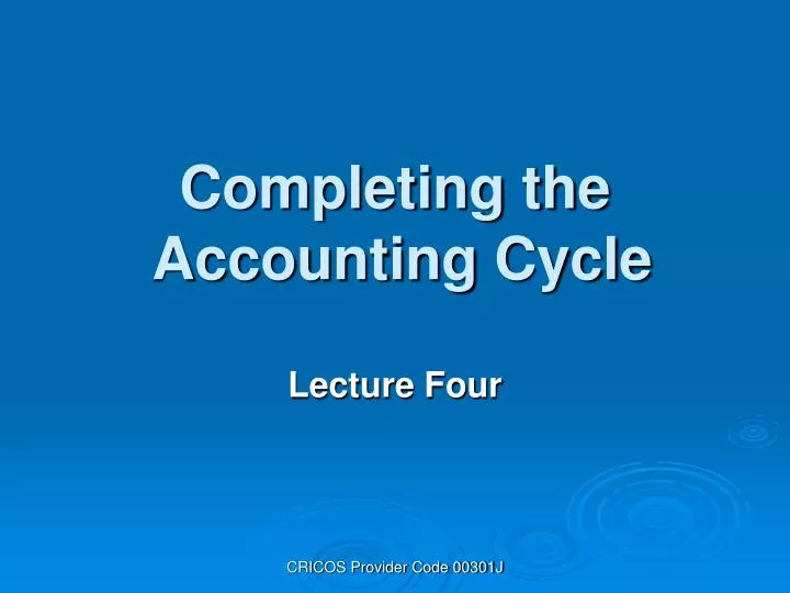 completing the accounting cycle
