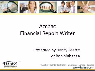 Accpac Financial Report Writer
