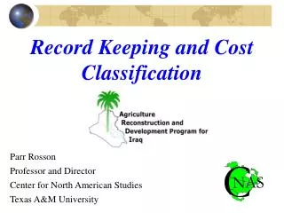 Record Keeping and Cost Classification