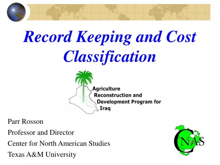 record keeping and cost classification