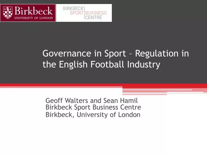 governance in sport regulation in the english football industry