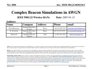 Complex Beaco n Simulations in AWGN