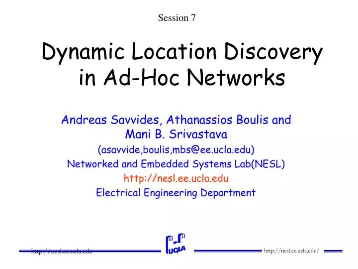dynamic location discovery in ad hoc networks