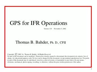 GPS for IFR Operations