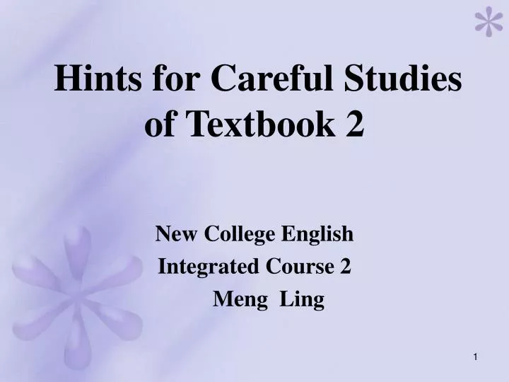 hints for careful studies of textbook 2