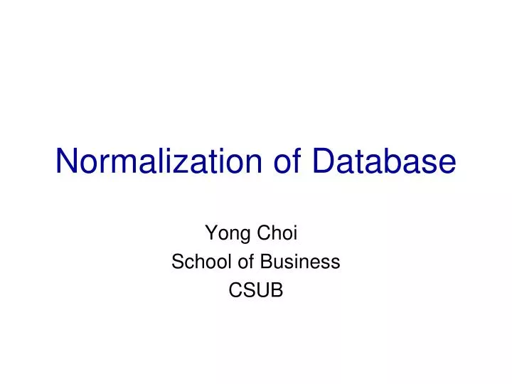 normalization of database