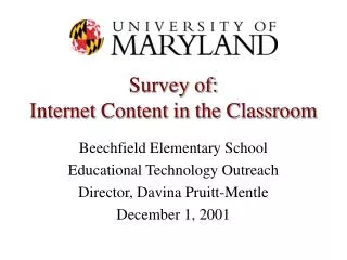 Survey of: Internet Content in the Classroom