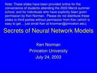 Secrets of Neural Network Models