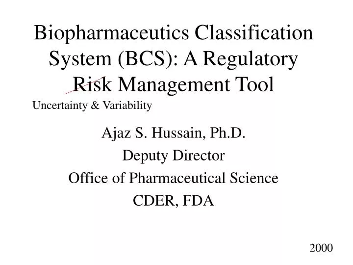 biopharmaceutics classification system bcs a regulatory risk management tool