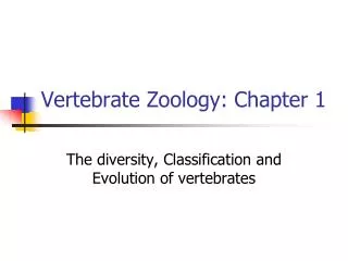 Vertebrate Zoology: Chapter 1