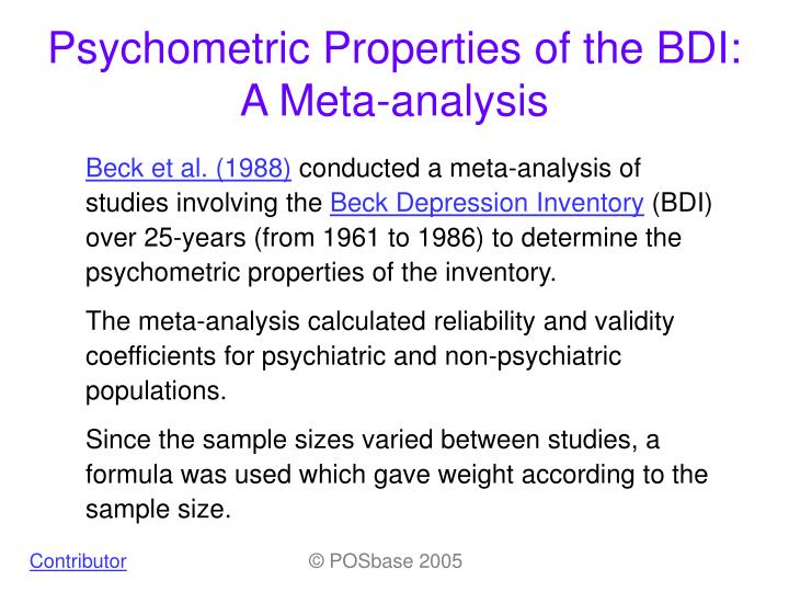 psychometric properties of the bdi a meta analysis