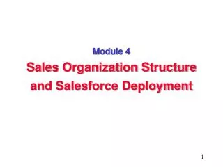 Module 4 Sales Organization Structure and Salesforce Deployment