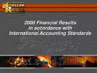 2000 Financial Results in accordance with International Accounting Standards